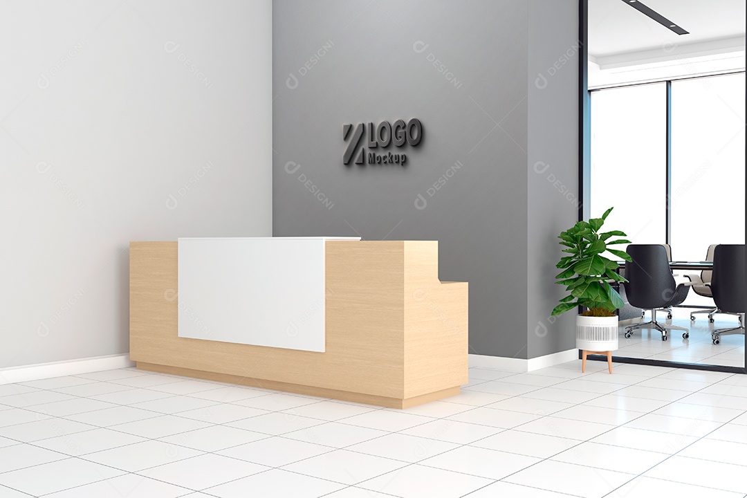 Parede de Recepção Mockup PSD Editável