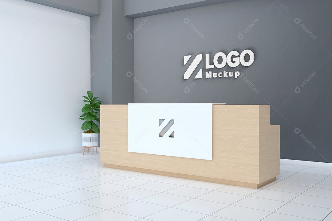 Parede de Recepção Mockup PSD Editável
