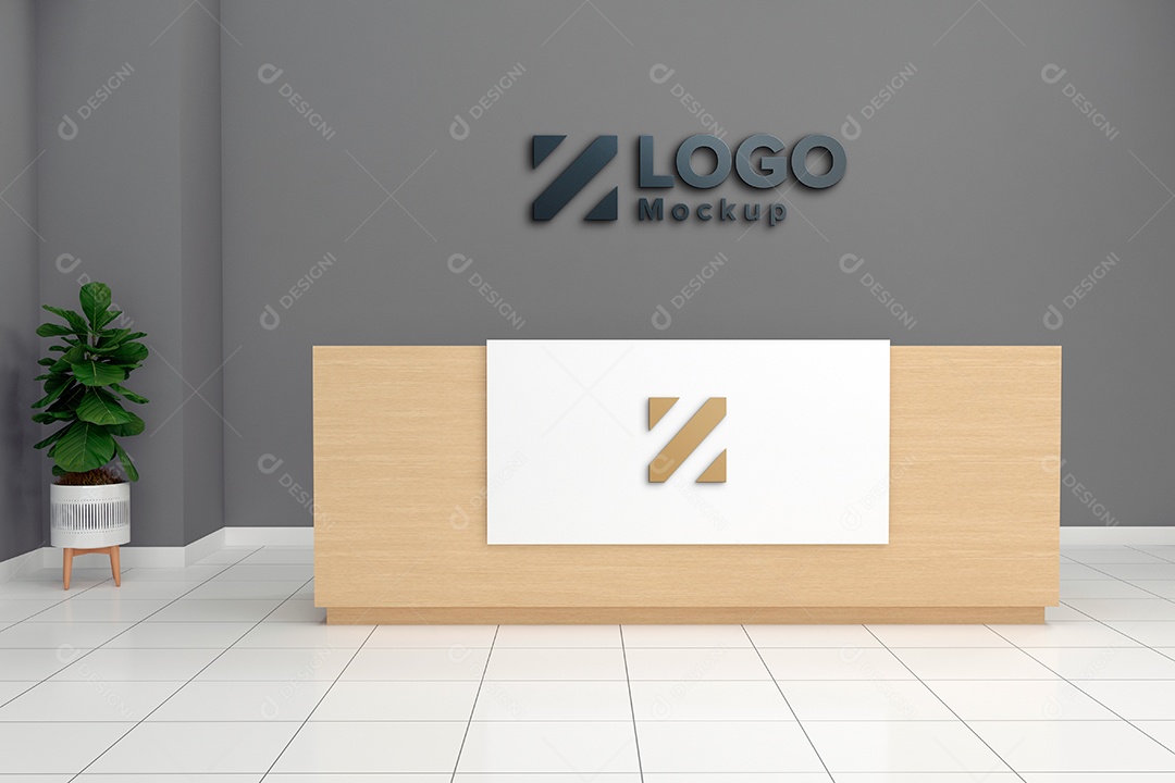 Parede de Recepção Mockup PSD Editável