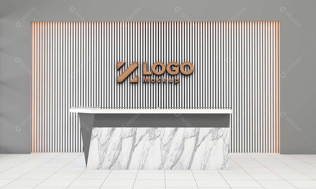 Parede de Recepção Mockup PSD Editável
