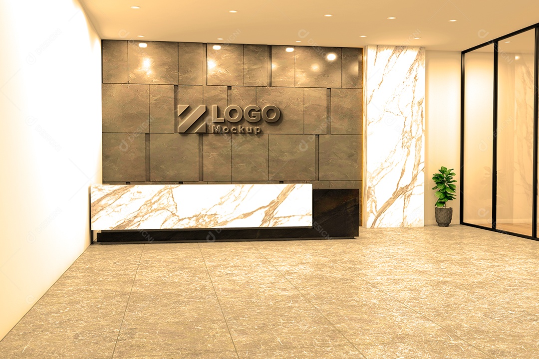 Parede de Recepção Mockup PSD Editável