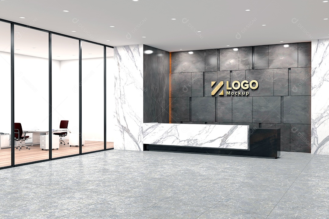 Parede de Recepção Mockup PSD Editável