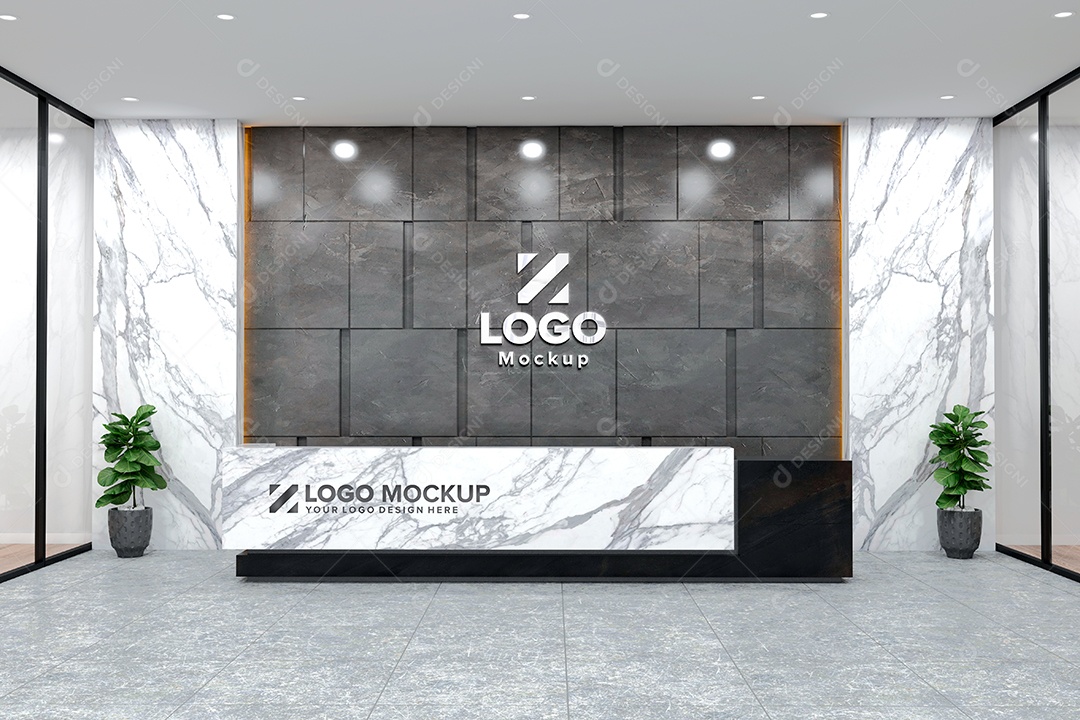 Parede de Recepção Mockup PSD Editável