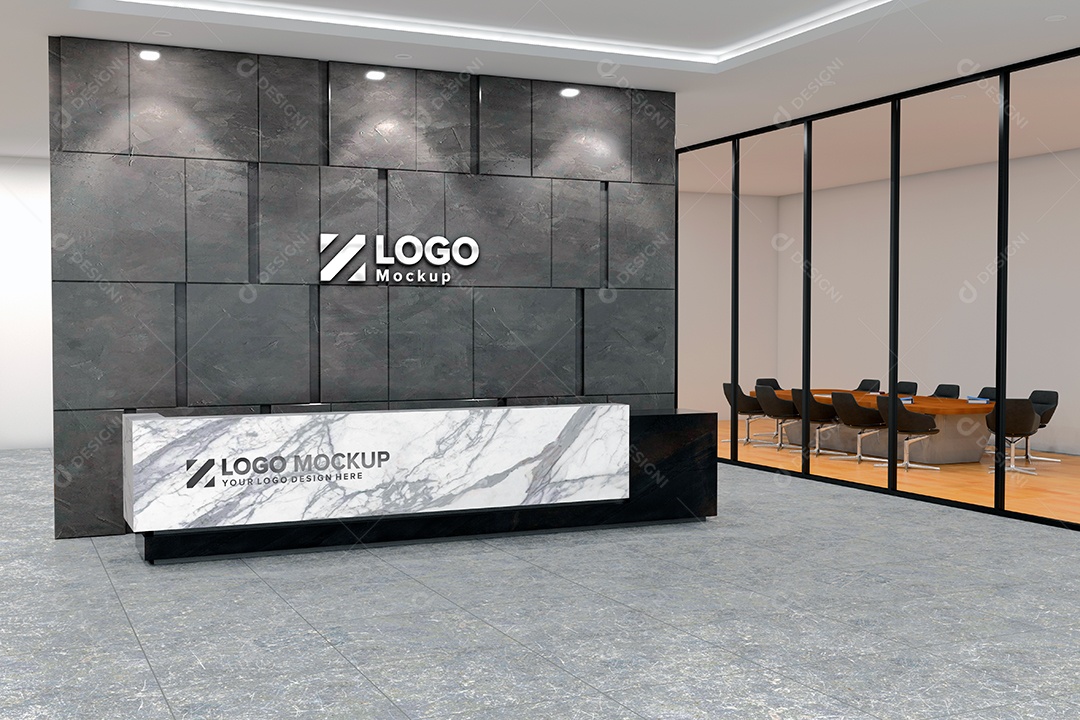 Parede de Recepção Mockup PSD Editável