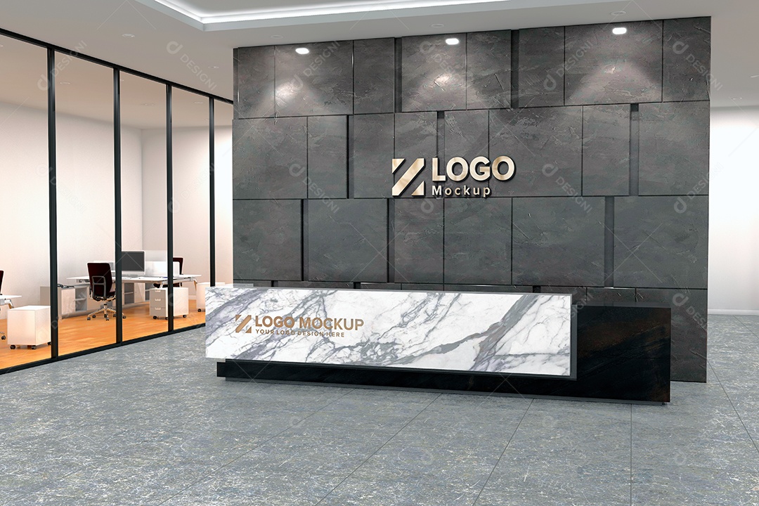 Parede de Recepção Mockup PSD Editável