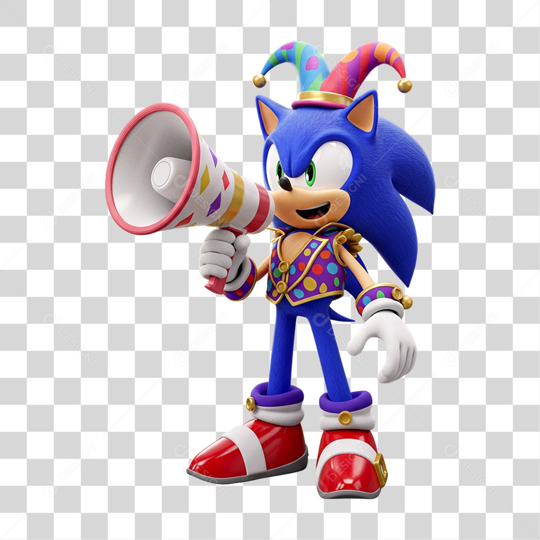 Personagem Sonic com Megafone PNG Transparente