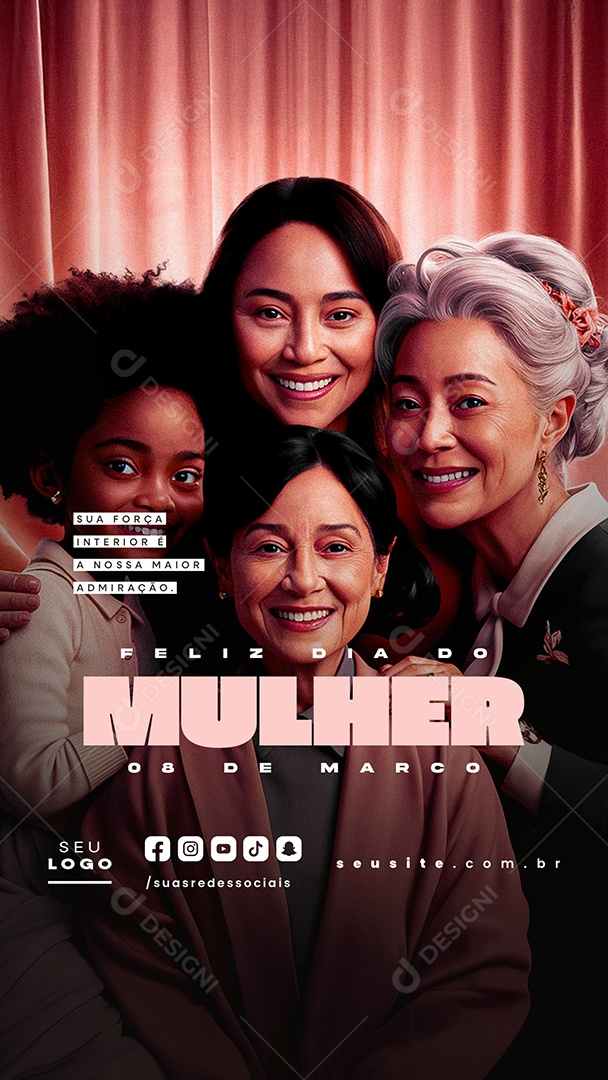 Story Feliz Dia Da Mulher 08 de Março Social Media PSD Editável