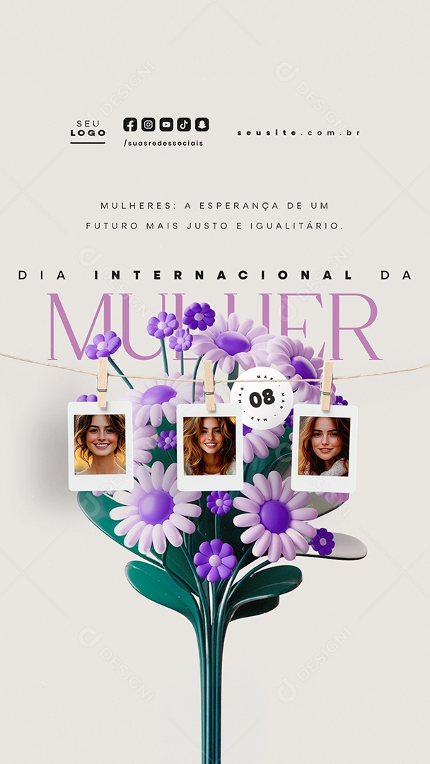 Story Dia Internacional Da Mulher 08 de Março Social Media PSD Editável