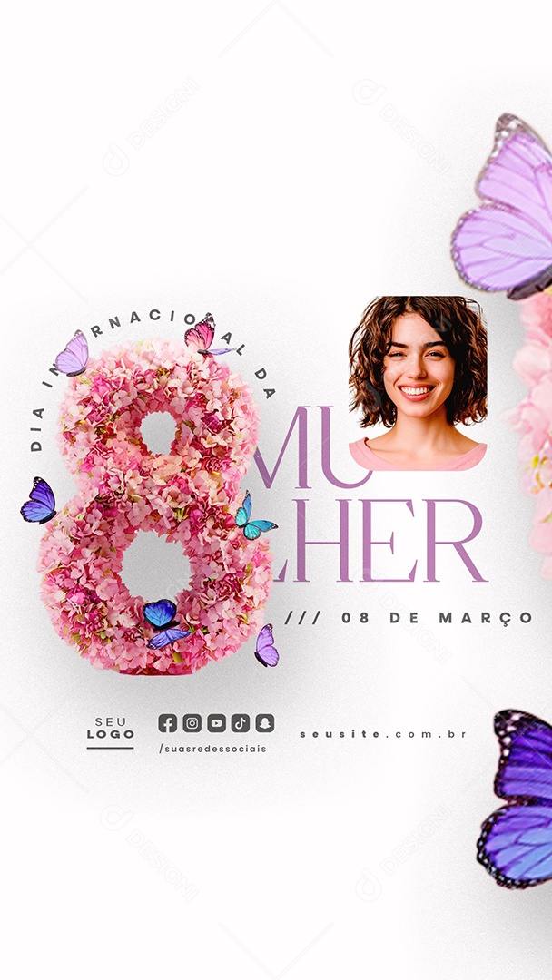Story Social Media Dia Internacional Da Mulher 08 de Março PSD Editável