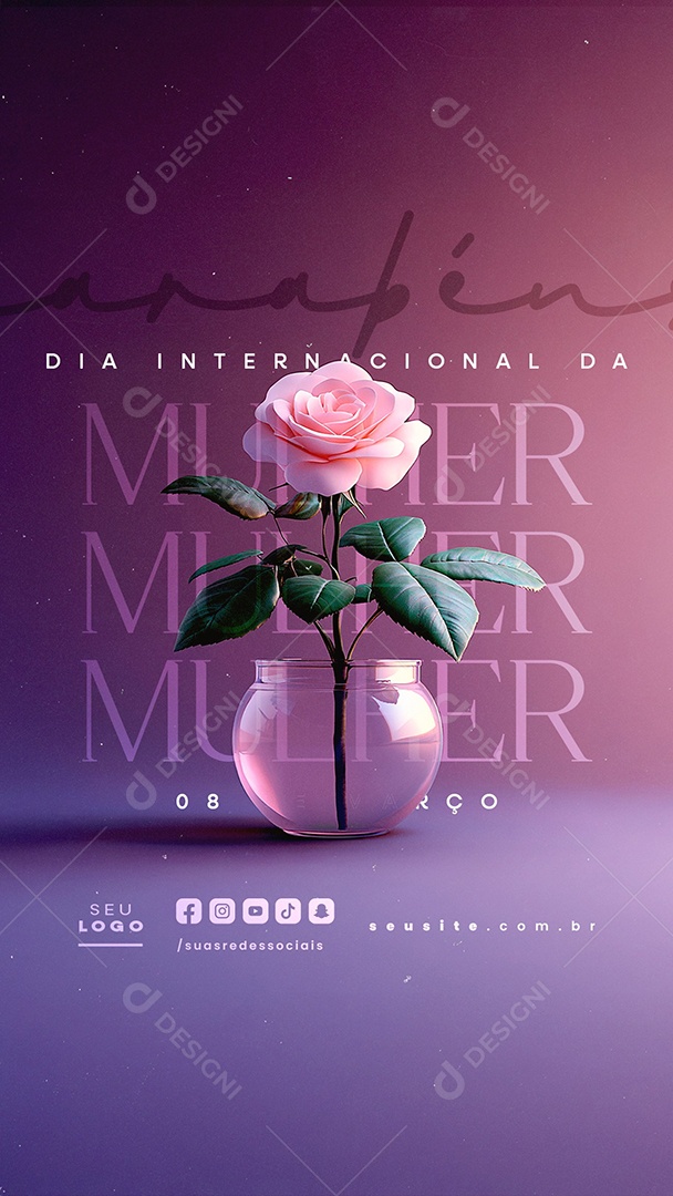 Story Dia Internacional Da Mulher 08 de Março Parabéns Social Media PSD Editável