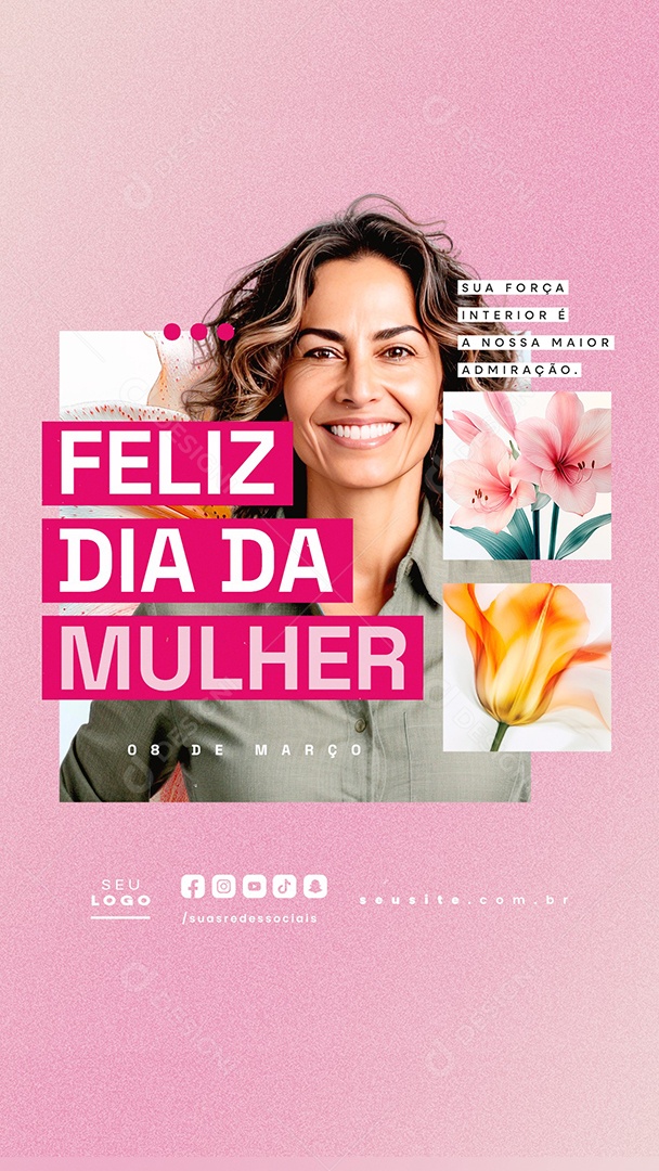 Story Feliz Dia Da Mulher 08 de Março Social Media PSD Editável