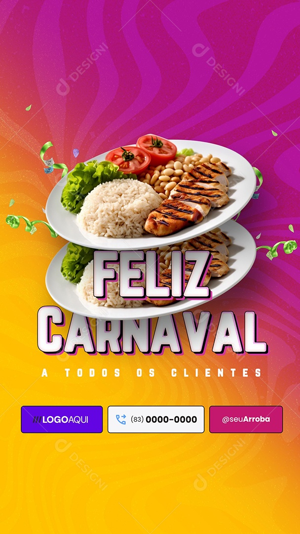 Story Feliz Carnaval A Todos os Clientes Restaurante Social Media PSD Editável