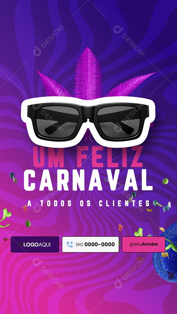 Story Social Media Um Feliz Carnaval A Todos os Clientes Supermercado PSD Editável