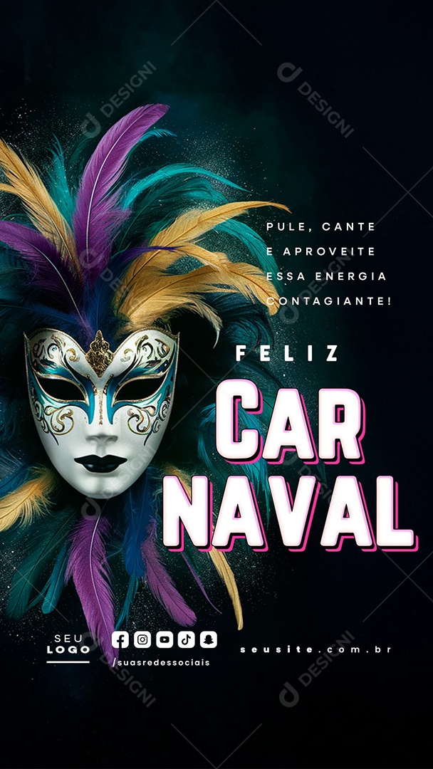 Story Feliz Carnaval Pule Cante e Aproveite Social Media PSD Editável