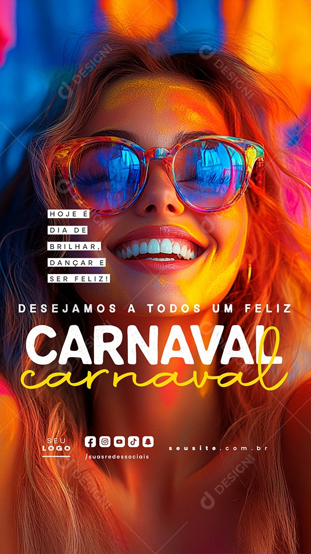 Story Desejamos a Todos Um Feliz Carnaval Social Media PSD Editável