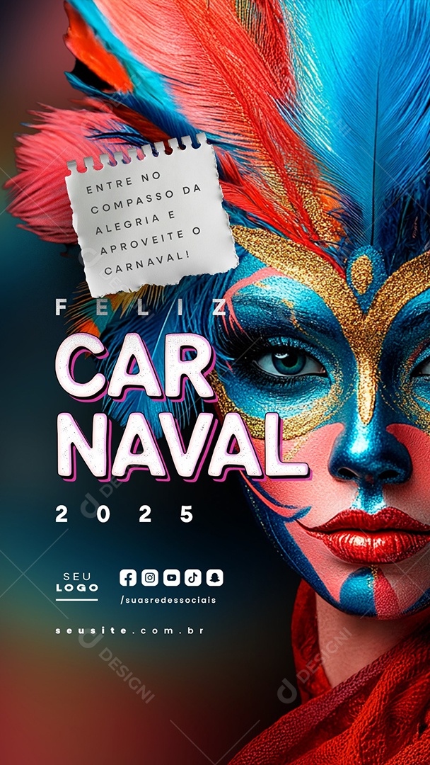 Story Feliz Carnaval 2025 Social Media PSD Editável