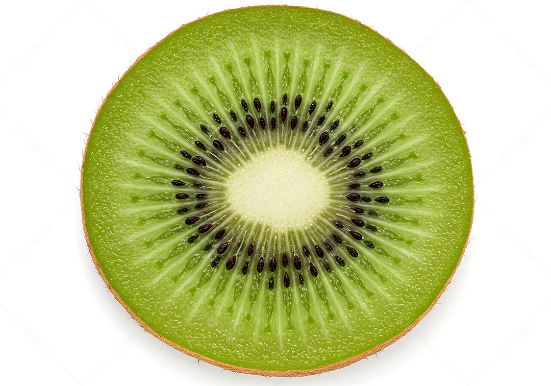Imagem mostra um corte transversal de um kiwi