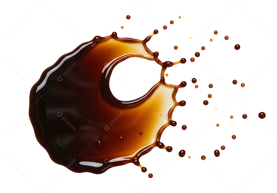 Imagem mostra um respingo de um líquido escuro, provavelmente café