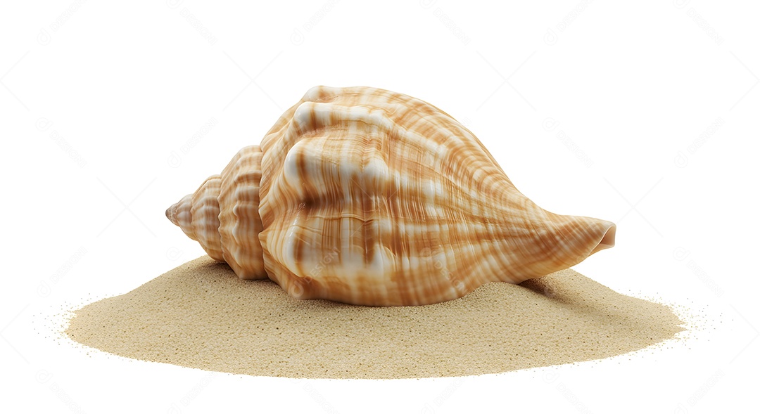 Imagem exibe uma concha sobre um monte de areia