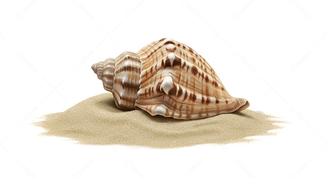 Imagem exibe uma concha sobre um monte de areia