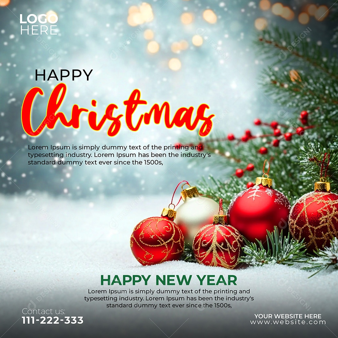 Feliz Natal 25 De Dezembro Social Media PSD Editável