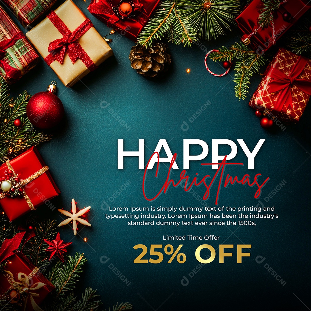 Oferta 25 OFF Feliz Natal 25 De Dezembro Social Media PSD Editável