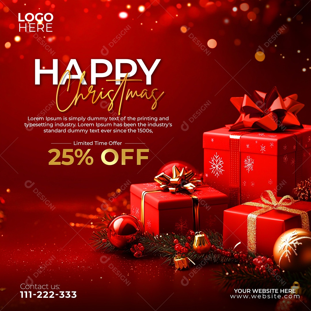 Oferta 25 OFF Feliz Natal 25 De Dezembro Social Media PSD Editável