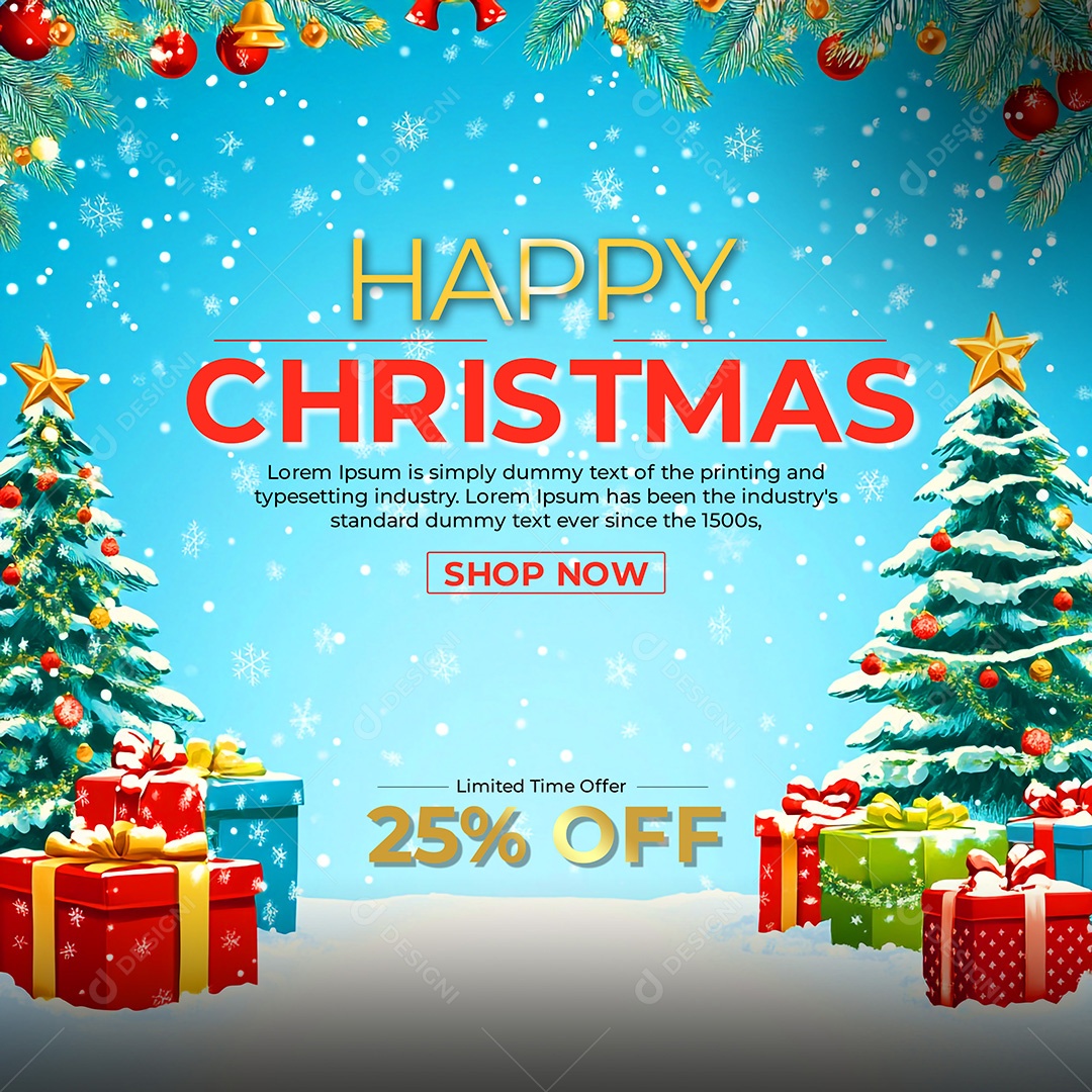 Oferta 25 OFF Feliz Natal 25 De Dezembro Social Media PSD Editável