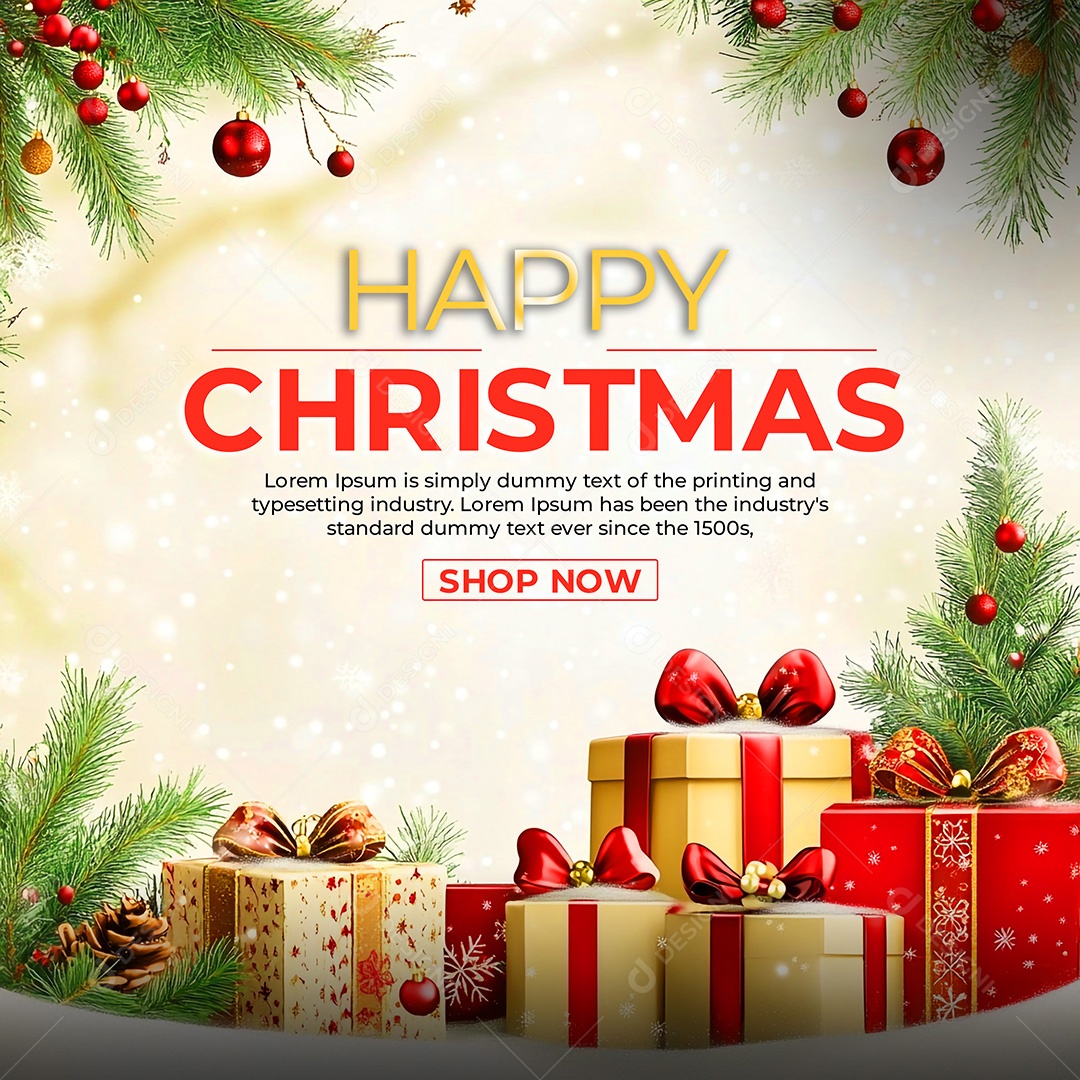 Feliz Natal 25 De Dezembro Social Media PSD Editável