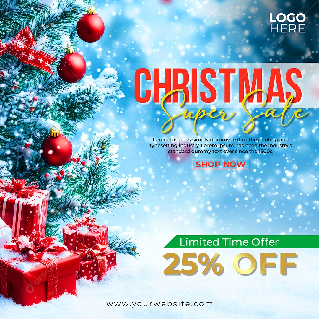 Oferta 25% OFF Feliz Natal 25 De Dezembro Social Media PSD Editável