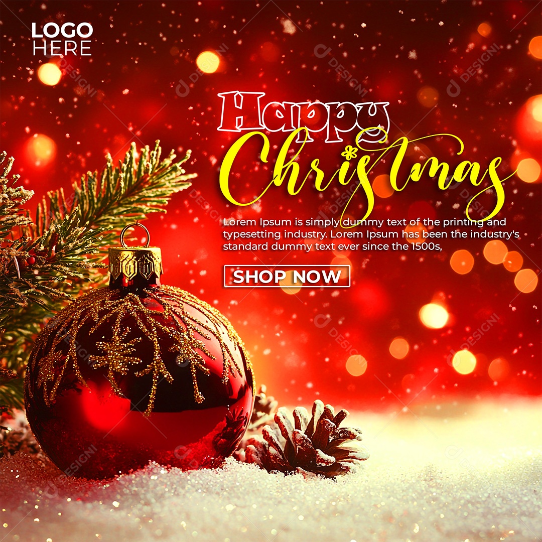 Feliz Natal 25 De Dezembro Social Media PSD Editável