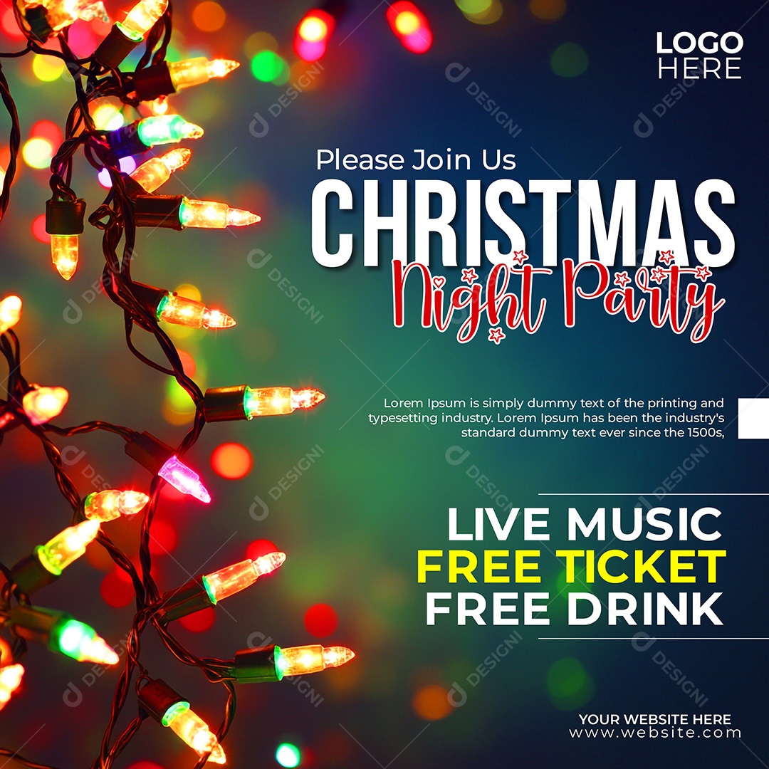 Música Ao Vivo Feliz Natal 25 De Dezembro Social Media PSD Editável