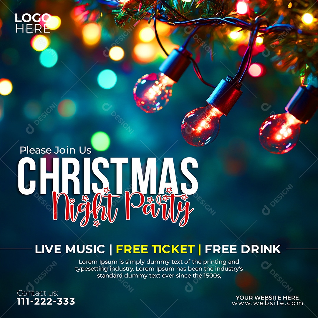 Música Ao Vivo de Feliz Natal 25 De Dezembro Social Media PSD Editável