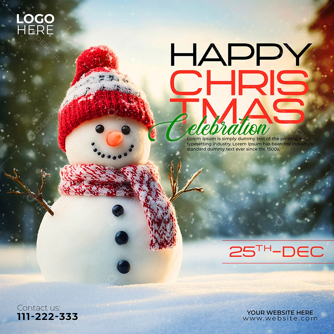 Feliz Natal 25 De Dezembro Social Media PSD Editável