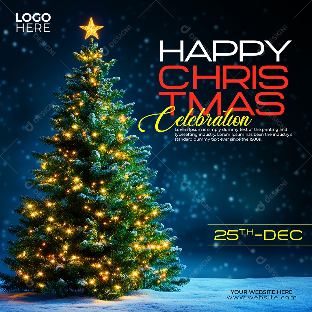 Feliz Natal 25 De Dezembro Social Media PSD Editável