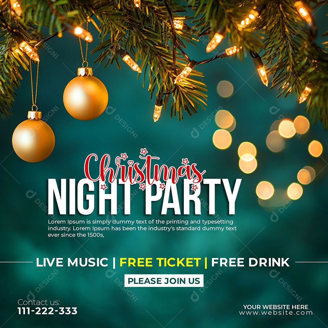 Feliz Natal 25 De Dezembro Música Ao Vivo Social Media PSD Editável