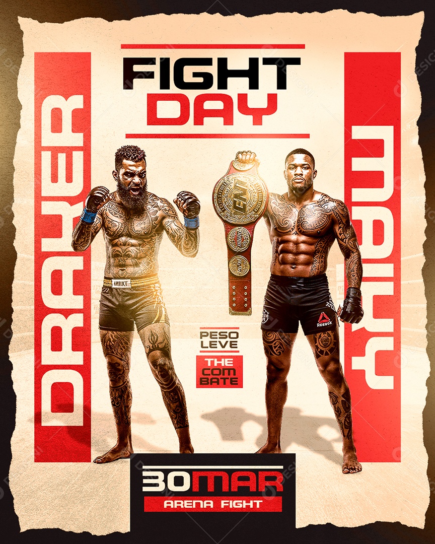 Luta de Boxe Draker VS Maiky Fight Day Social Media PSD Editável