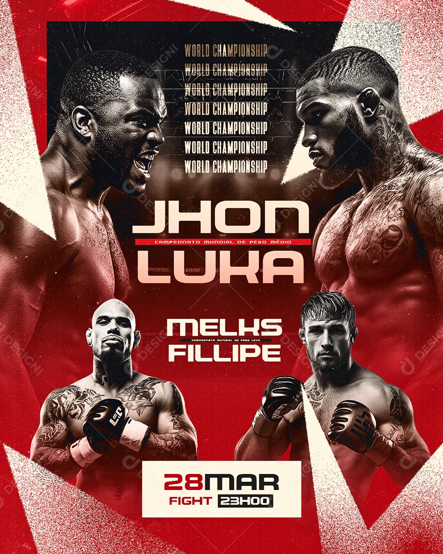 Luta de Boxe Jhon Luka VS Melks Fillipe Fight Social Media PSD Editável