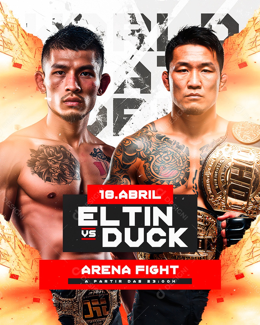 Luta de Boxe Eltin VS Duck Arena Fight Social Media PSD Editável