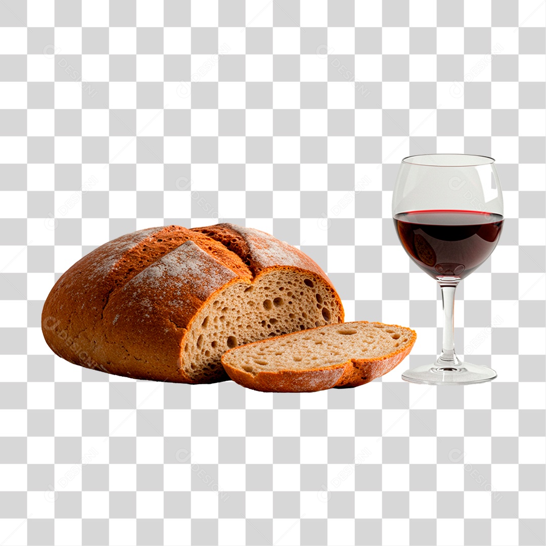 Pão com Vinho PNG Transparente