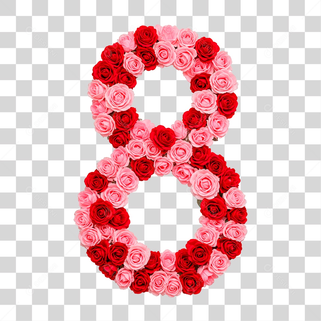 Número 8 com Flores PNG Transparente