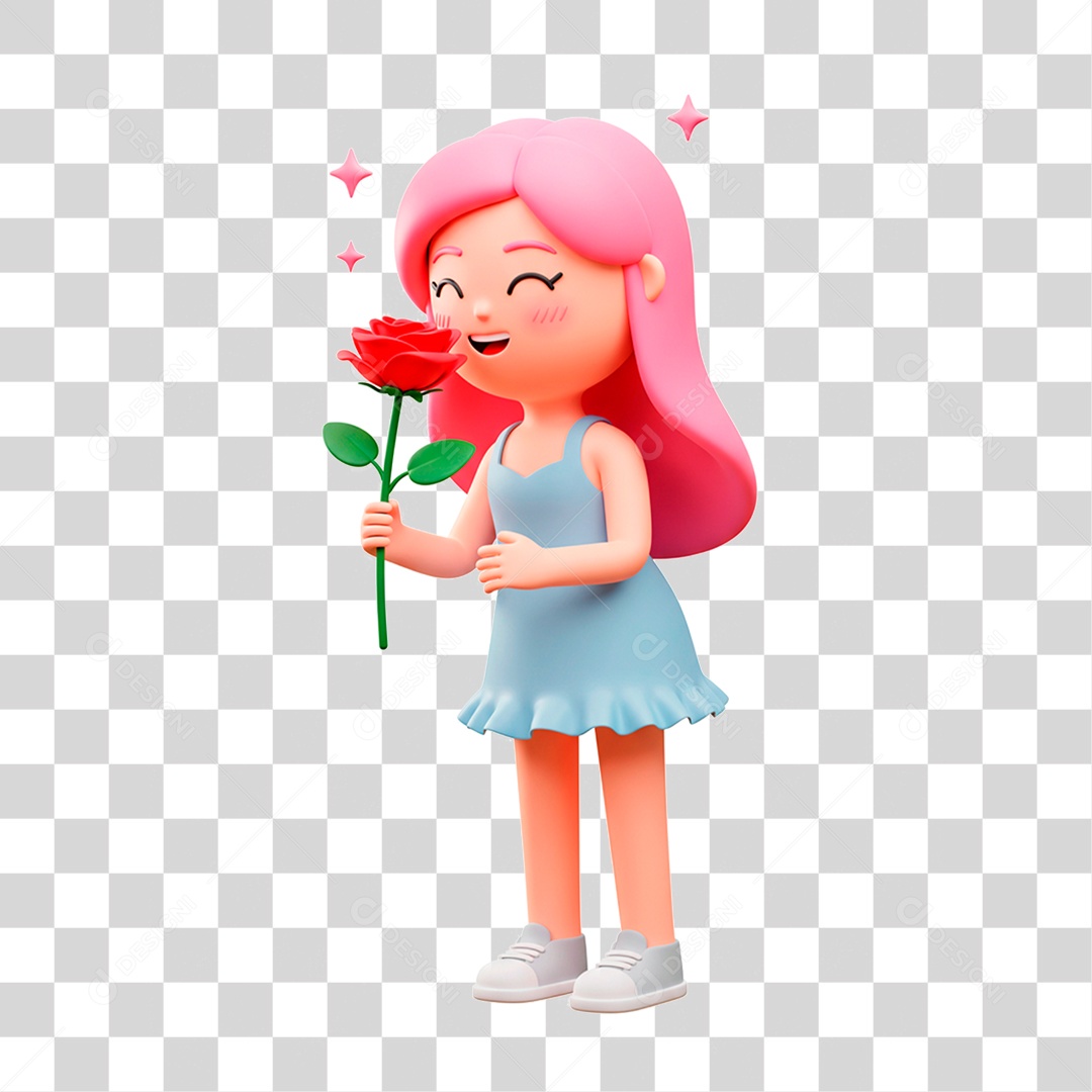 Mulher com Flor PNG Transparente