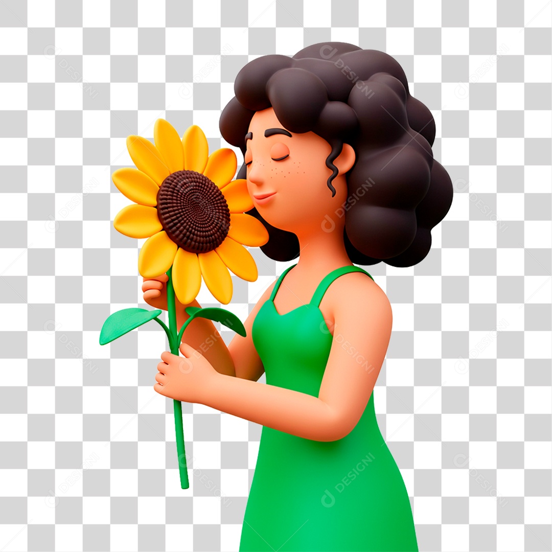 Mulher com Flor PNG Transparente