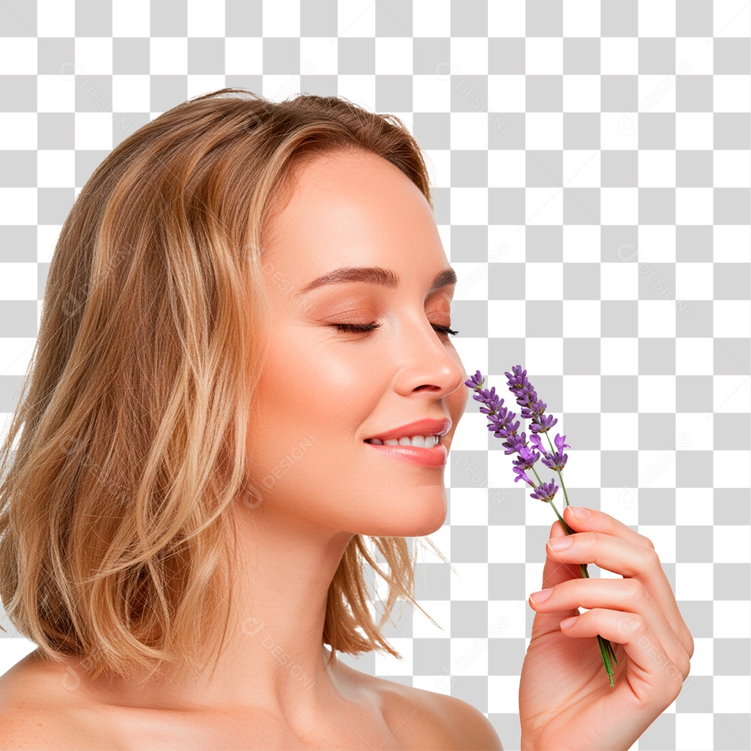 Mulher com Flor PNG Transparente