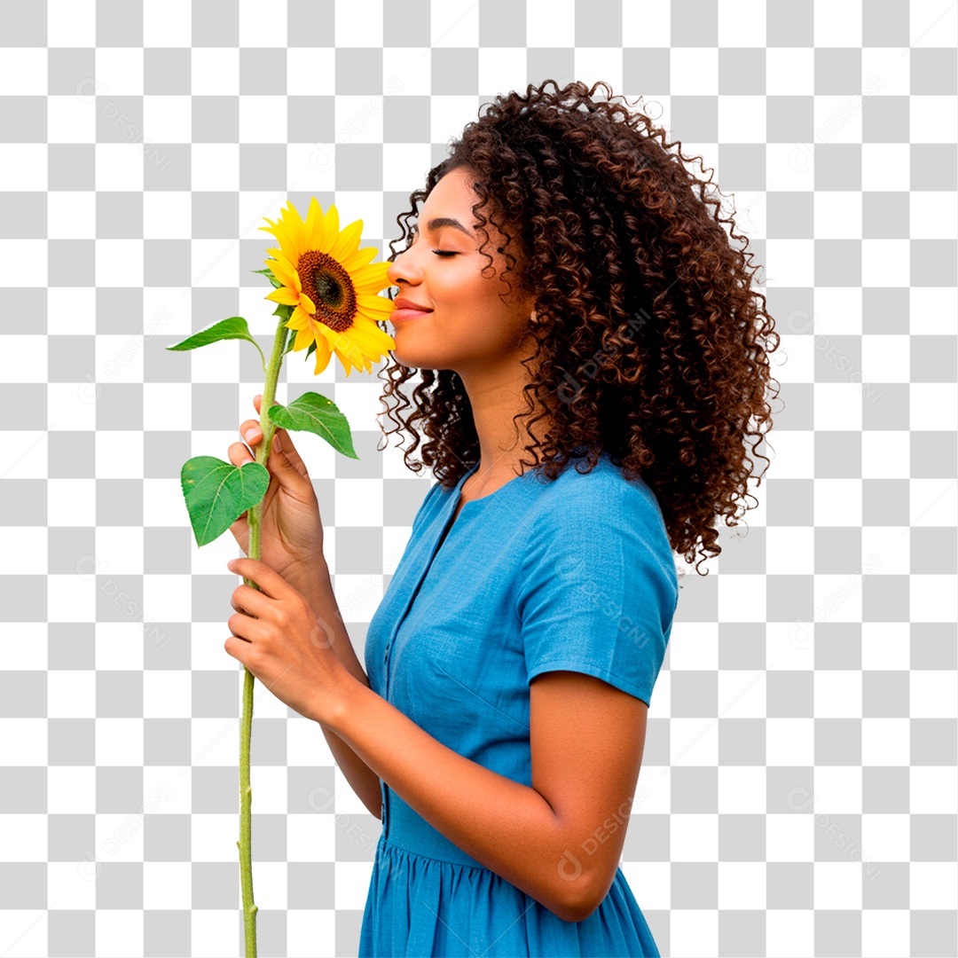 Mulher com Flor PNG Transparente