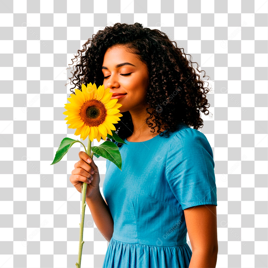 Mulher com Flor PNG Transparente