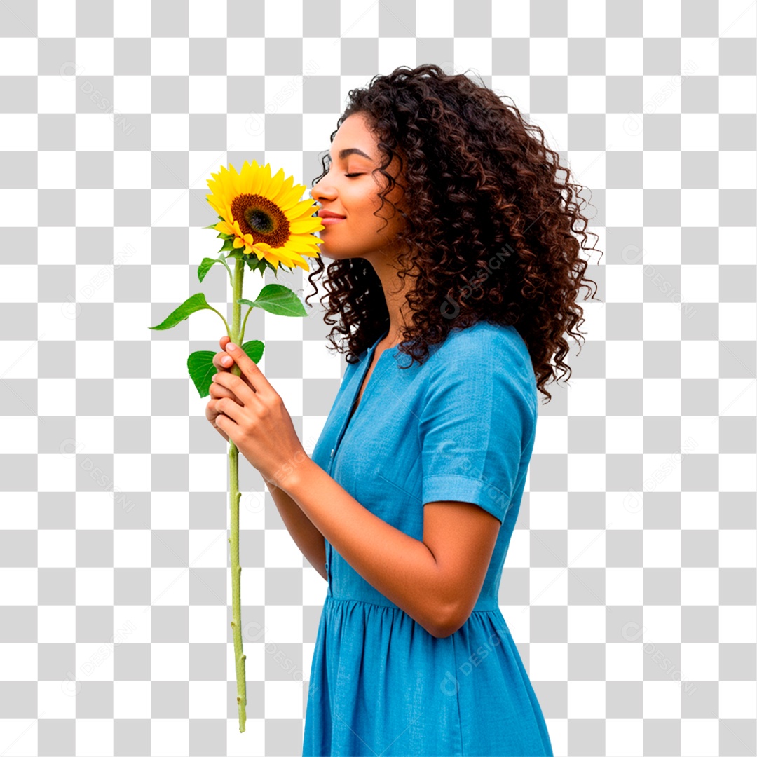 Mulher com Flor PNG Transparente