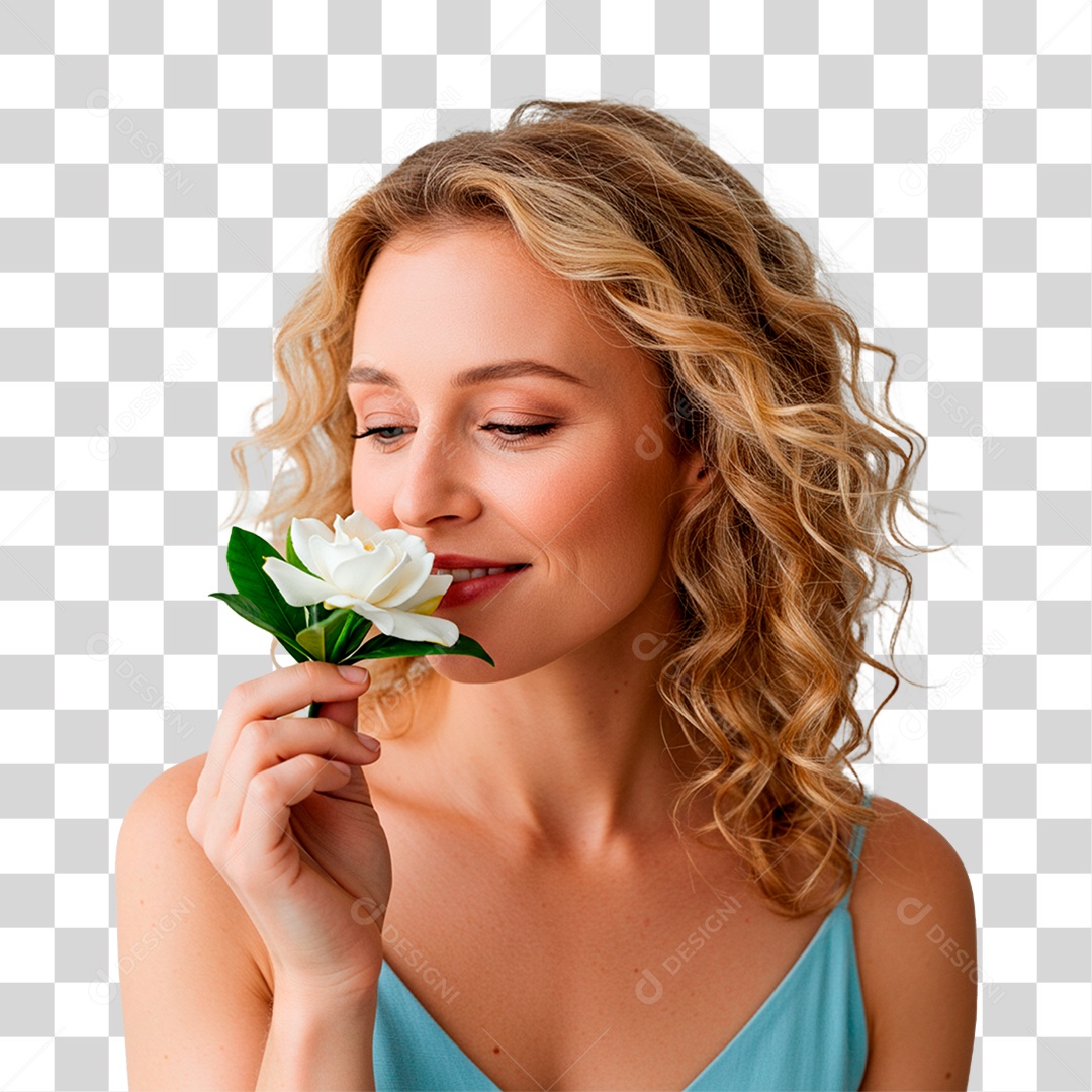 Mulher com Flor PNG Transparente