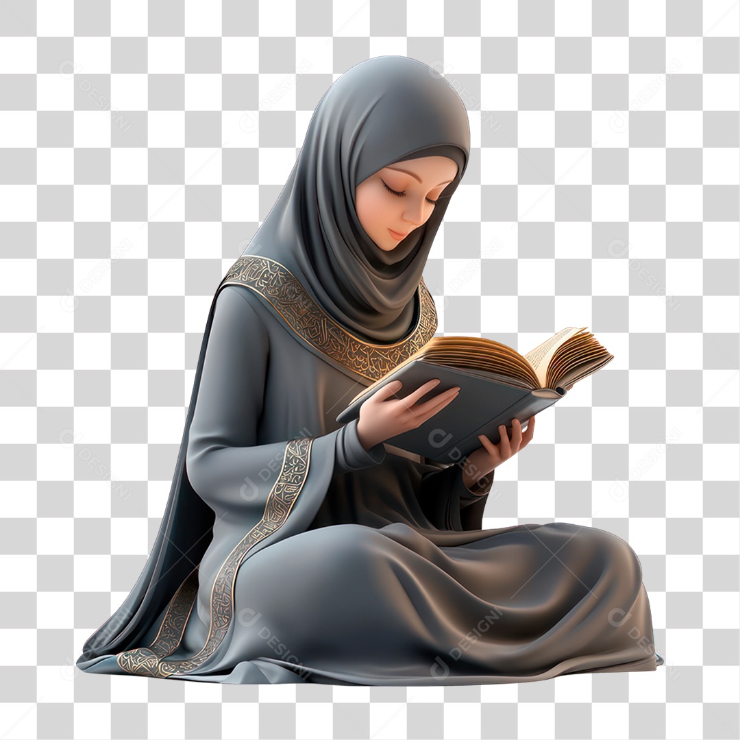 Mulher Islâmica Orando PNG Transparente