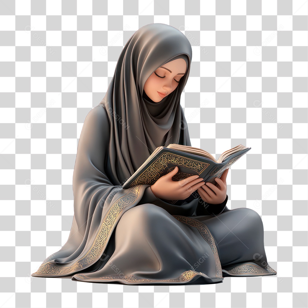 Mulher Islâmica Orando PNG Transparente